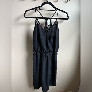E by Eloise Anthropologie black silky soft lace detail chemise